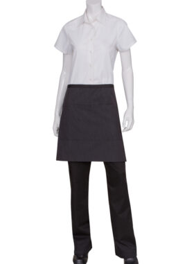 Wide Half Bistro Apron with Contrasting Ties (AW013)