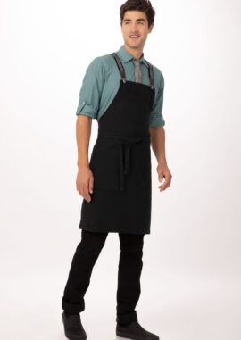 Berkeley Bib Snap Apron (ABS01S) - Jet Black
