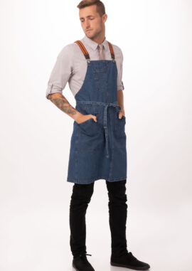 Berkeley Bib Snap Apron (ABS01S) - Medium Blue