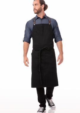 Berkeley Chef's Bib Snap Apron (ACS01S-JBK) - Jet Black