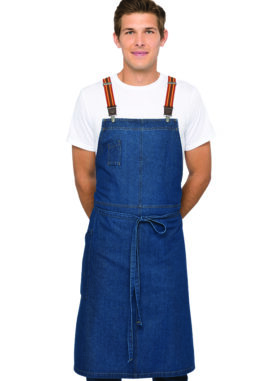 Berkeley Chef's Bib Snap Apron (ACS01S-MDB) - Medium Blue