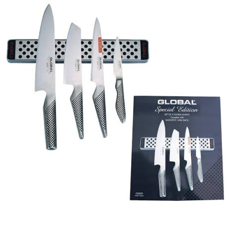 G-251138 4pc Global Knife Set with Magnetic Wall Rack
