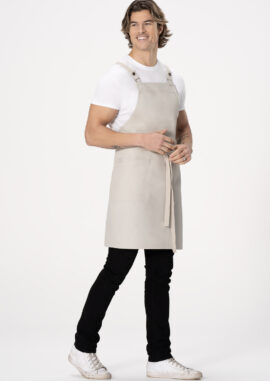 Lockharte Cross-Back Canvas Apron (ABS04) - Ecru