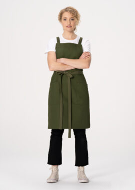 Lockharte Cross-Back Canvas Apron (ABS04) - Military Green